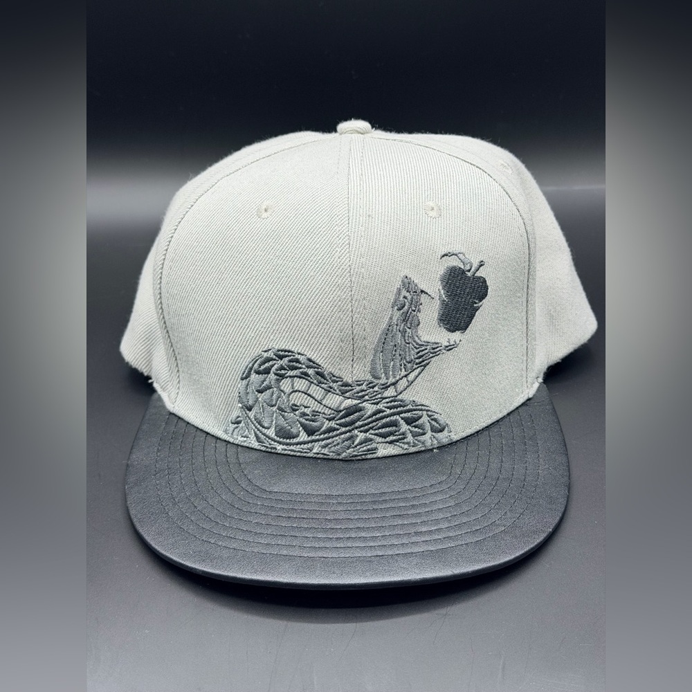 Serpent’s Bite Apple Cider Whisky Snapback Hat Gray Black Faux Leather Cap NWOT